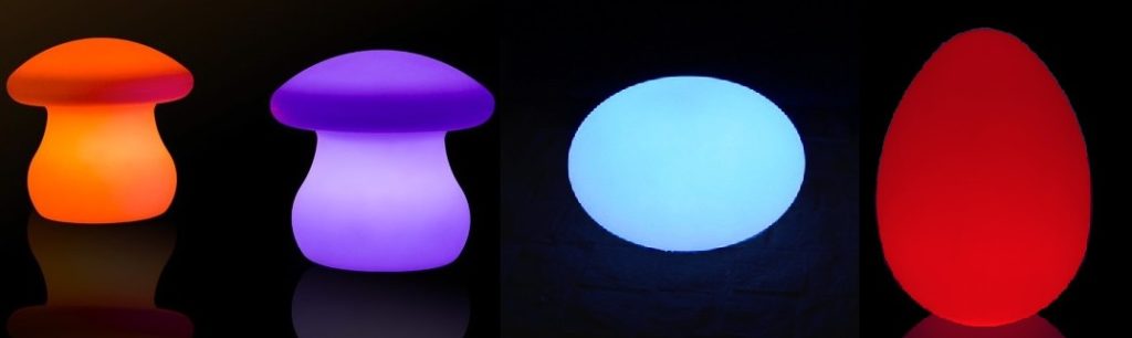 Elementos para la decoración de jardines con muebles LED