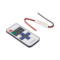 Mini Controlador Tira LED Monocolor 12/24V, Dimmer por Control Remoto RF 10 Botones