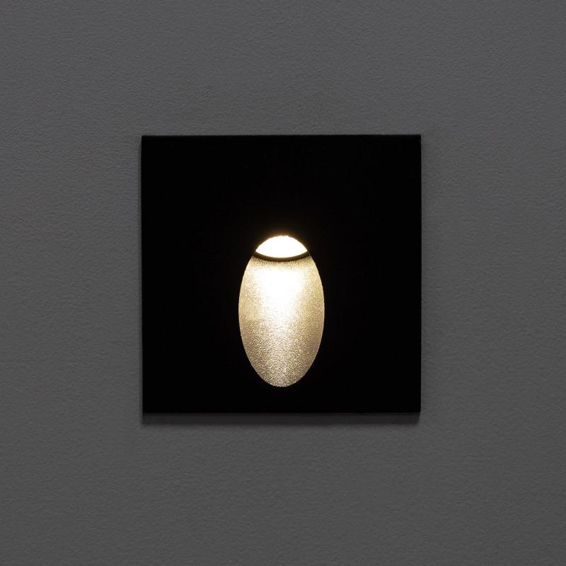 Imagen de Baliza Exterior LED 3W Empotrable Pared Cuadrado Negro Ellis