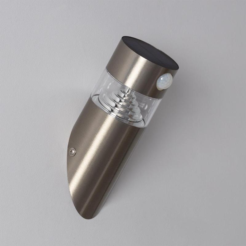 Imagem de Aplique de Parede LED 1.5W Solar Aço Inox com Detector de Movimento PIR Inti