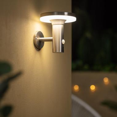 Imagen de Aplique de Pared Exterior Solar LED Helios Acero Inoxidable con Detector de Movimiento PIR