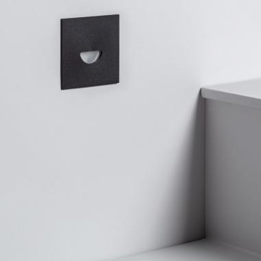 Produto de Baliza Exterior LED 2W Encastrável na Parede Quadrada Preto Guell