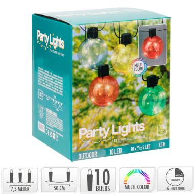 Imagen de Guirnalda Exterior LED RGB de 10 Bombillas Jarli 7.5m