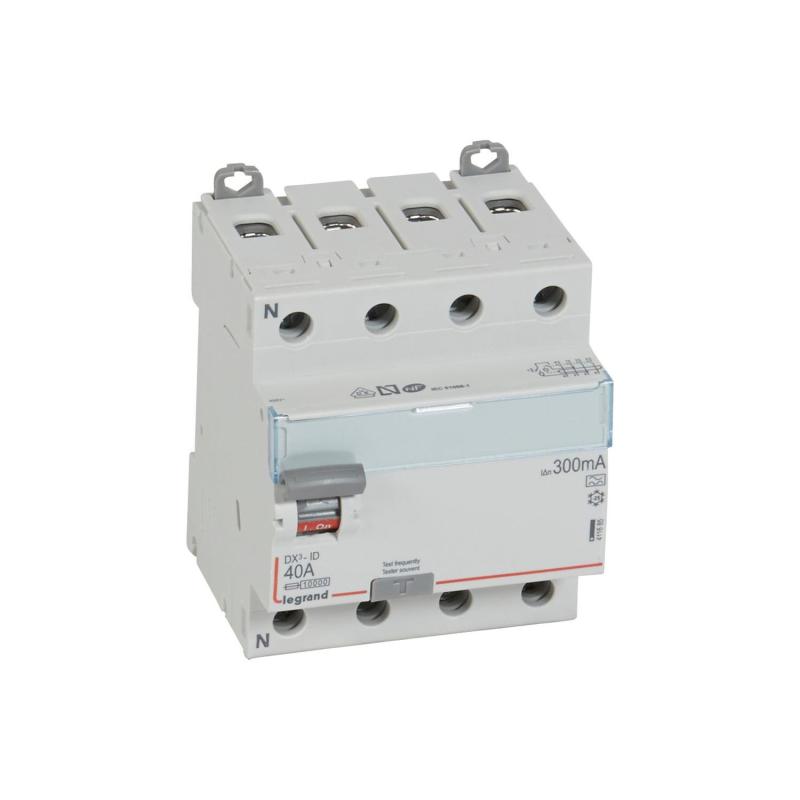 Imagen de Interruptor Diferencial Industrial 4P 300mA 40 A 10kA Clase A LEGRAND DX³ 411685