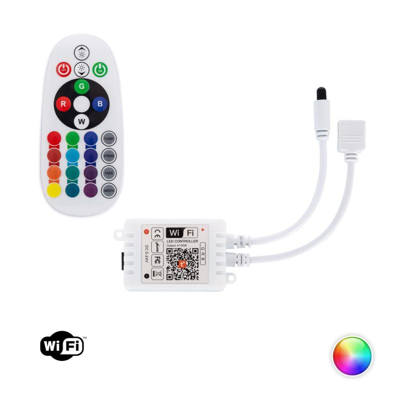 Imagem de Controlador Regulador WiFi Fita LED RGB 12/24V DC com Comando IR