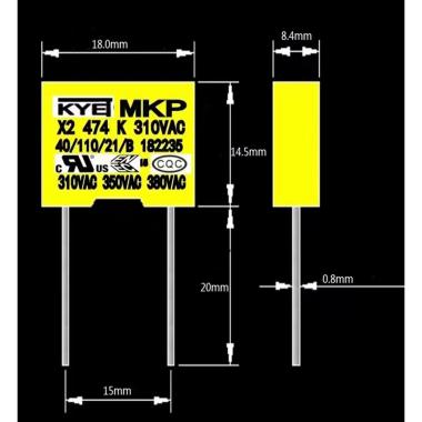 Imagem de Pack 10 Condensadores Anti-Flicker LED 0.47uF 310V AC
