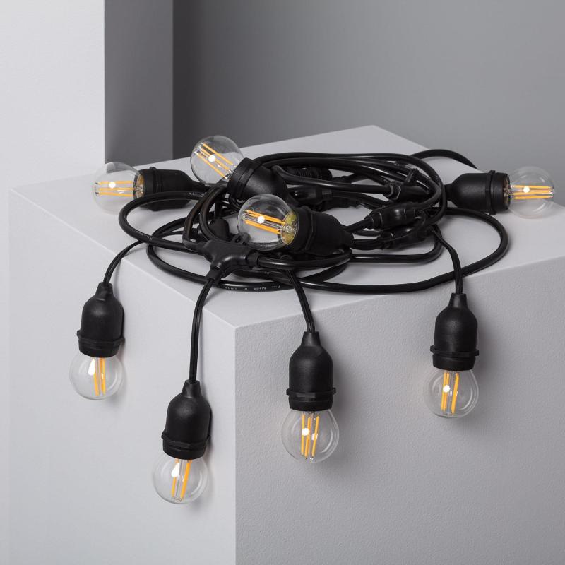 Imagem de Kit Grinalda Waterproof 5.5m Preto + 8 Lâmpadas LED E27 Filamento 4W