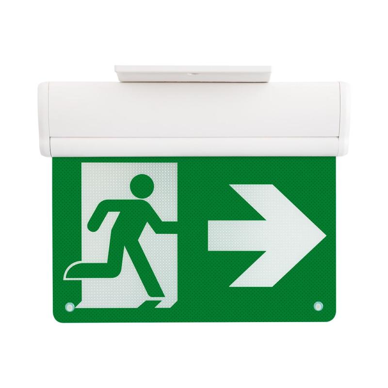 Imagen de Luz Emergencia LED Superficie Permanente con Cartel Doble Cara con Autotest
