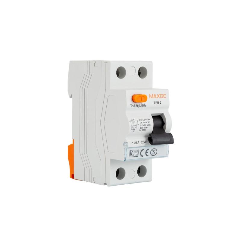 Imagem de Disjuntor Diferencial Industrial 2P 30mA 25-40A 10kA Classe AC MAXGE