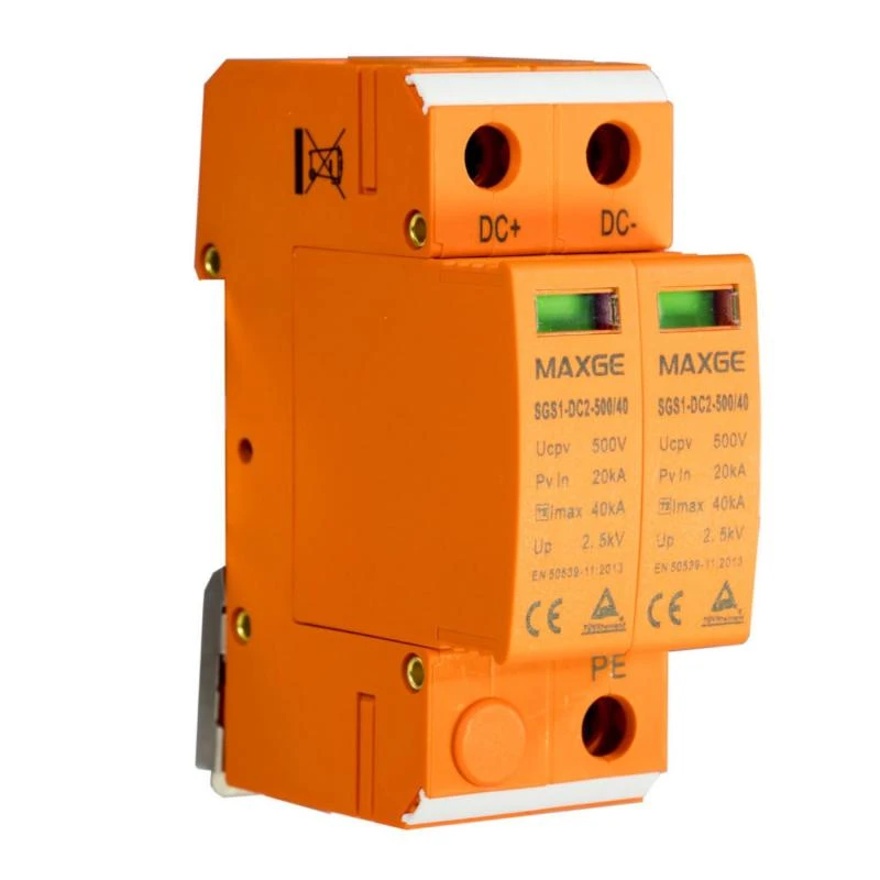Imagen de Protector Sobretensiones Transitorias Industrial MAXGE 2P-Clase II-40kA-20kA-3,8kV 1000V DC    