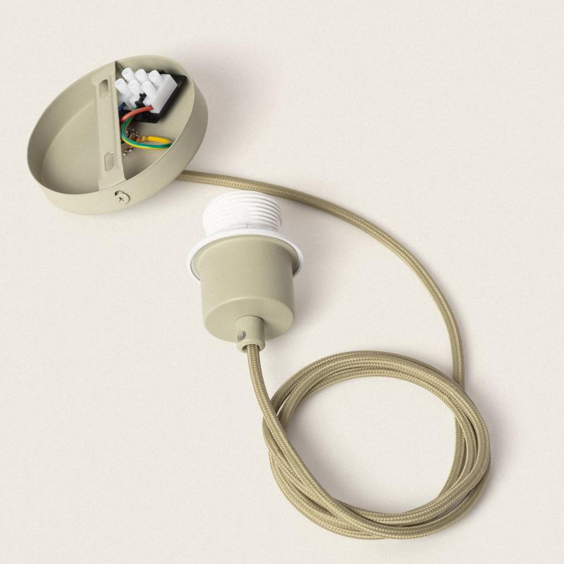 Producto de Lámpara Colgante con Cable Textil Verde sin Pantalla