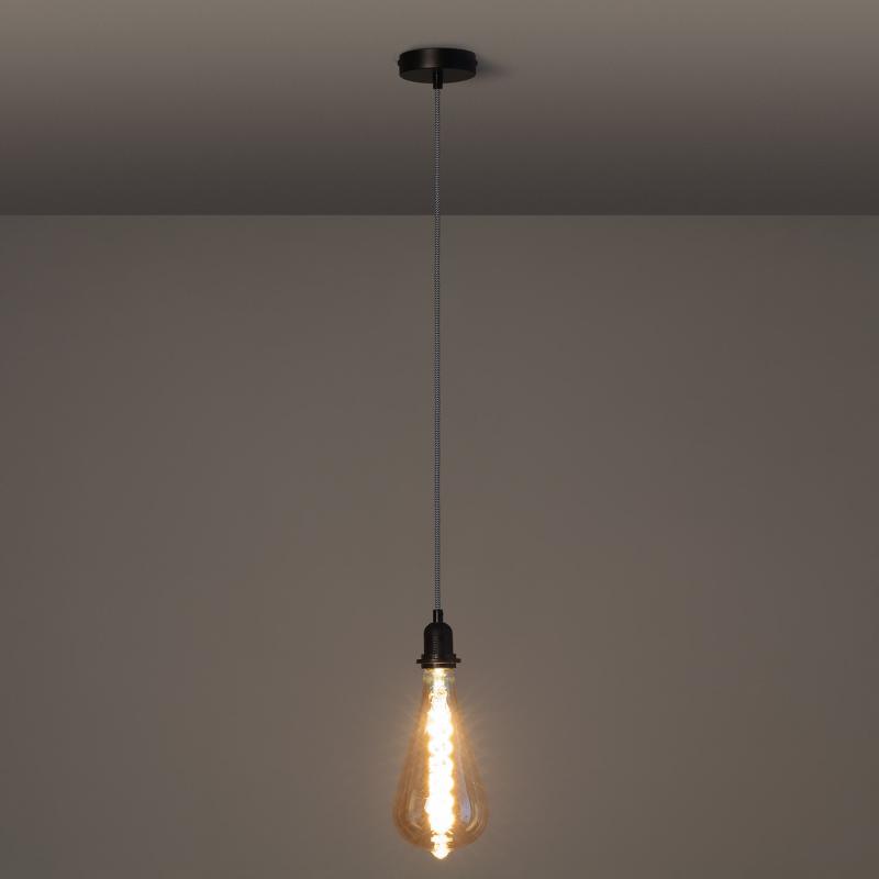 Imagem de Candeeiro Suspenso com Cabo Têxtil Branco e Preto