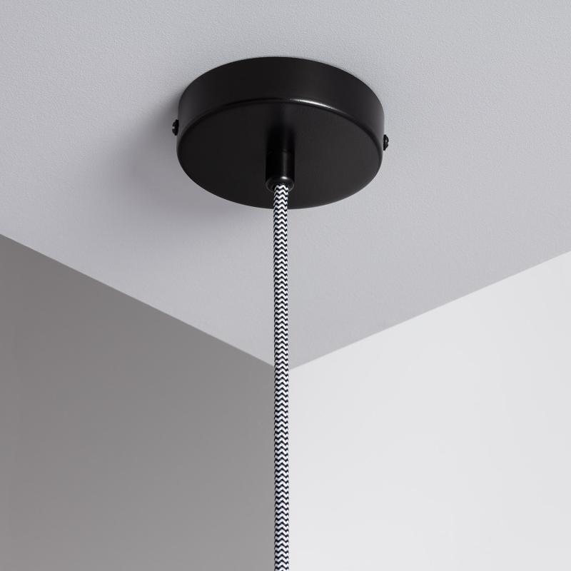 Imagem de Candeeiro Suspenso com Cabo Têxtil Branco e Preto