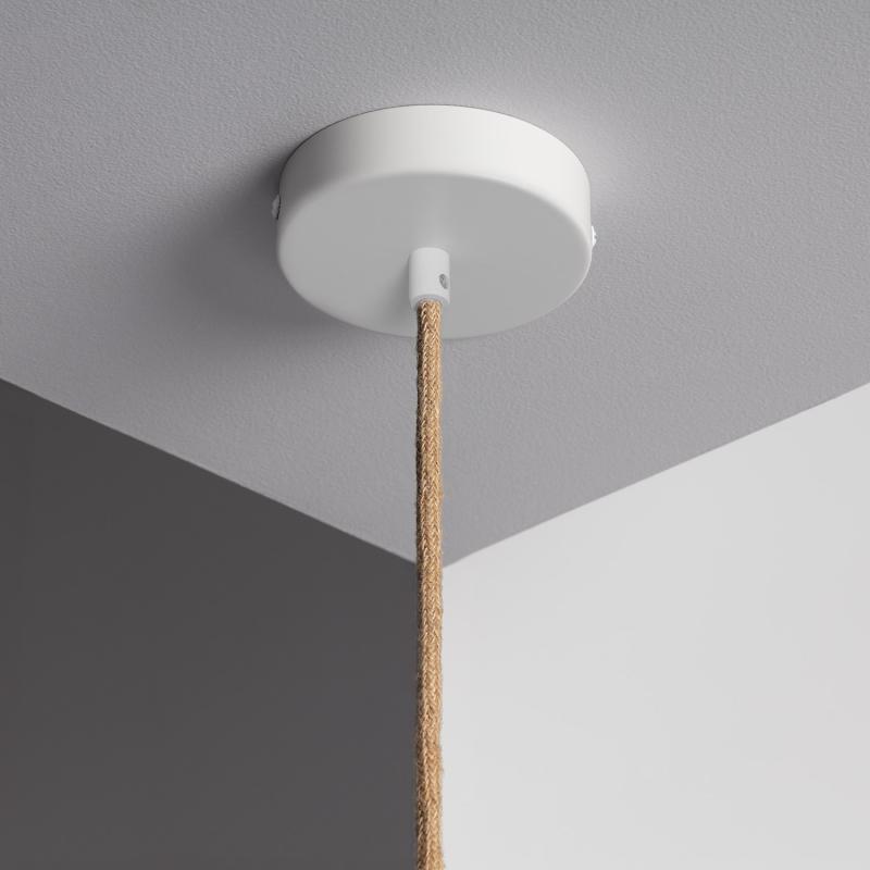 Imagem de Candeeiro Suspenso com Cabo Têxtil Natural e Branco Sem Abajur