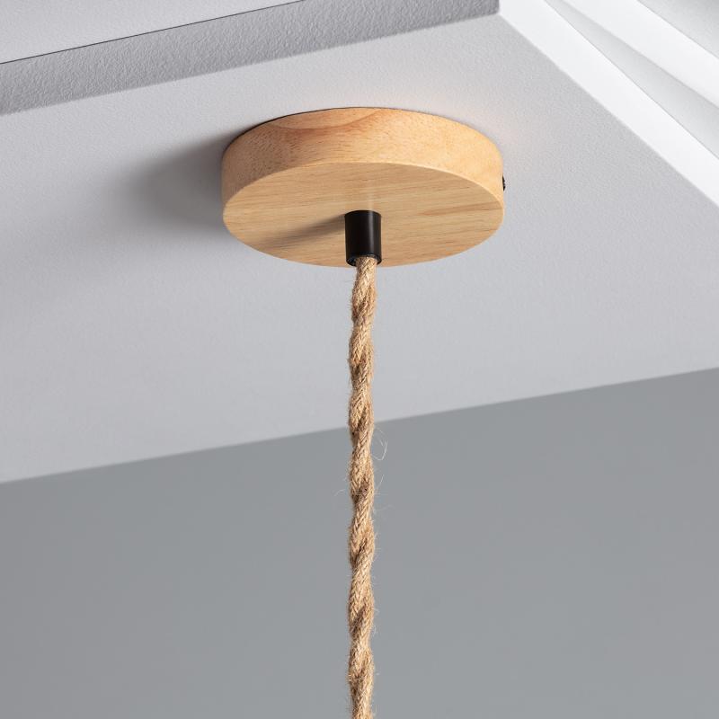 Producto de Lámpara Colgante con Cable Textil Trenzado Natural y Negro sin Pantalla