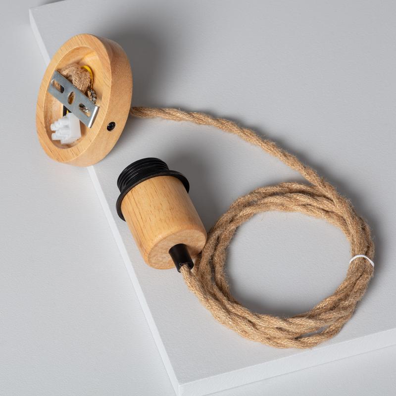 Producto de Lámpara Colgante con Cable Textil Trenzado Natural y Negro sin Pantalla