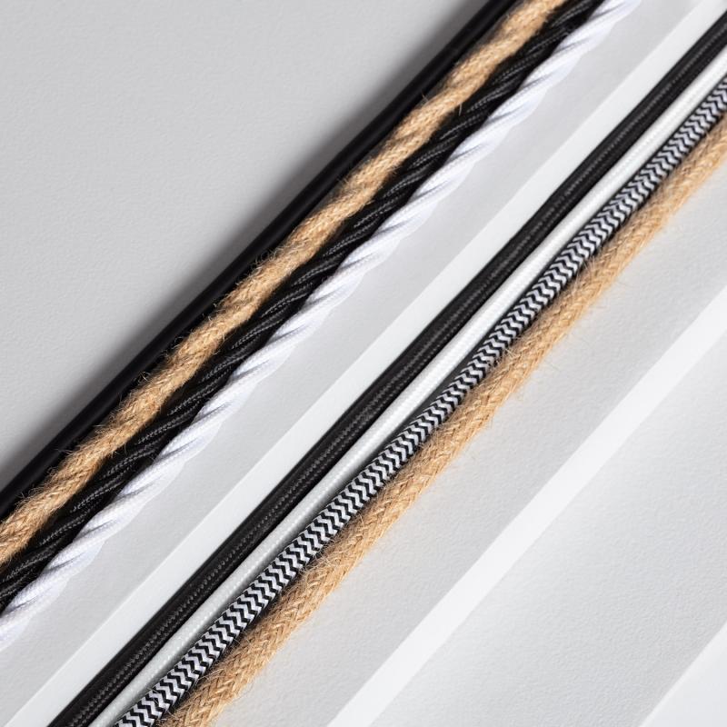 Producto de Lámpara Colgante con Cable Textil Trenzado Natural y Negro sin Pantalla