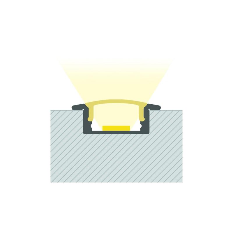 Imagem de Perfil de Alumínio Encastrável  com Cobertura Contínua para Fitas de LED Até 12mm