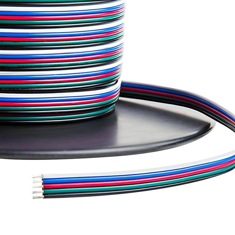 Imagem de Rolo de 100m de Cabo Elétrico Plano Mangueira 0,5mm² para Fitas de LED