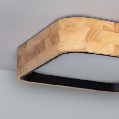 Imagen de Plafón LED 15W Cuadrado Madera y Aluminio 370x370 mm CCT Seleccionable Dari