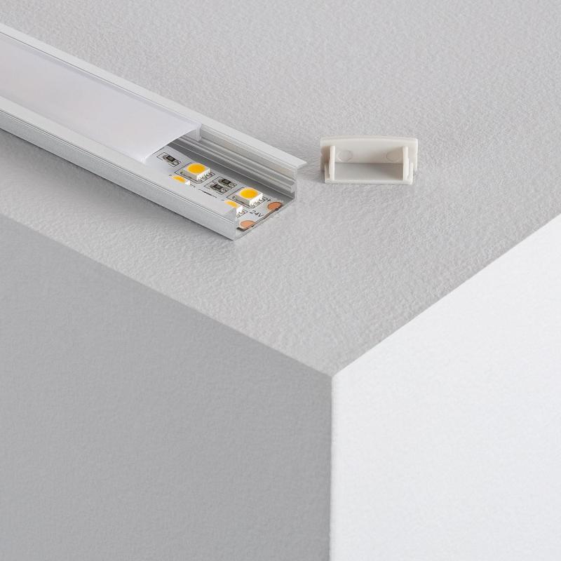 Imagem de Perfil de Alumínio Encastrável com Cobertura Continua para Fitas de LED Dupla até 18mm 