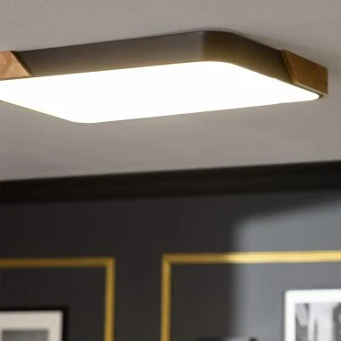 Imagem de Plafon LED 30W Retangular Madeira e Metal 625x425 mm CCT Seleccionável Semi-Dari