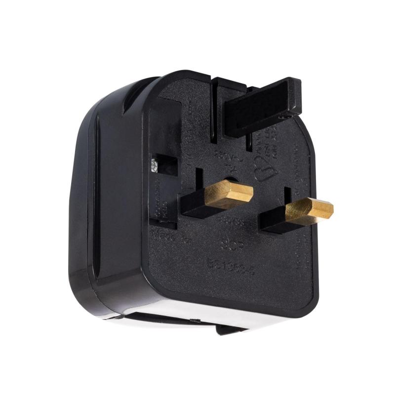 Imagem de Adaptador de Ficha Tipo E (EU) Cabeça Larga com Cabo Reto a Ficha Tipo G (UK)