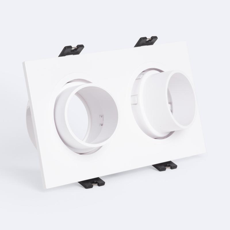 Imagen de Aro Downlight Cuadrado Basculante Bajo UGR para dos Bombilla LED GU10 / GU5.3 Corte 75x150 mm Suefix 