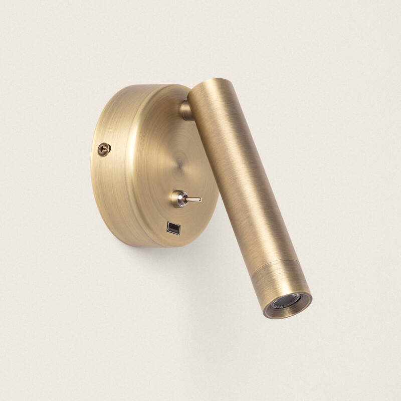 Imagen de Lámpara de Pared con Luz de Lectura LED 2.5W Metal y Puerto USB Gazny