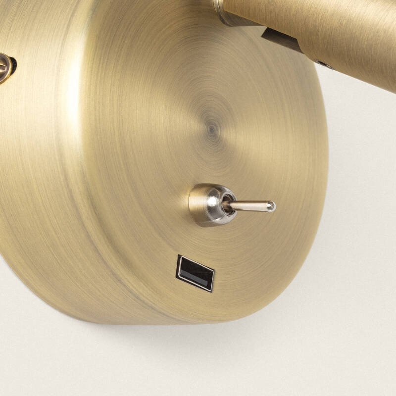 Imagen de Lámpara de Pared con Luz de Lectura LED 2.5W Metal y Puerto USB Gazny