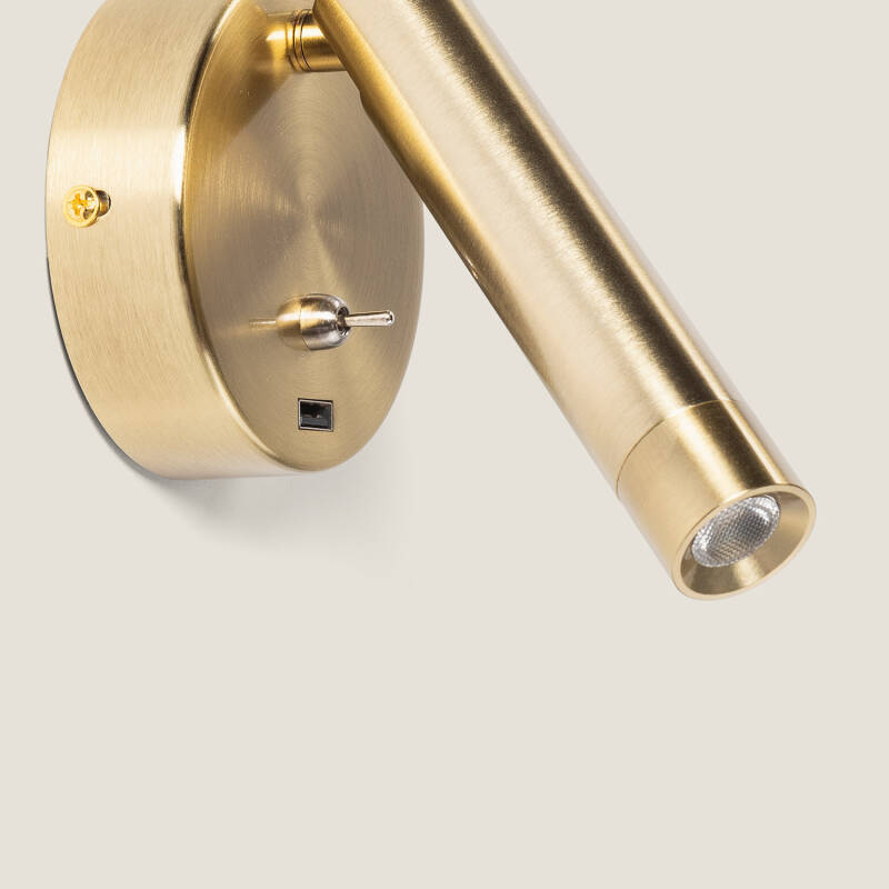 Imagen de Lámpara de Pared con Luz de Lectura LED 2.5W Metal y Puerto USB Gazny