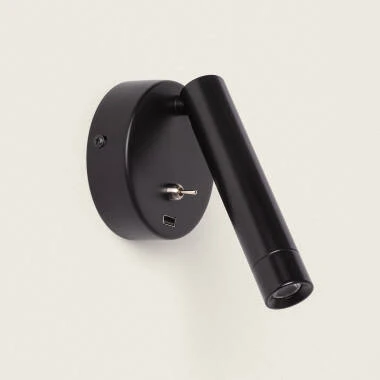 Lámpara de Pared con Luz de Lectura LED 2.5W Metal y Puerto USB Gazny