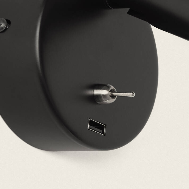 Imagen de Lámpara de Pared con Luz de Lectura LED 2.5W Metal y Puerto USB Gazny