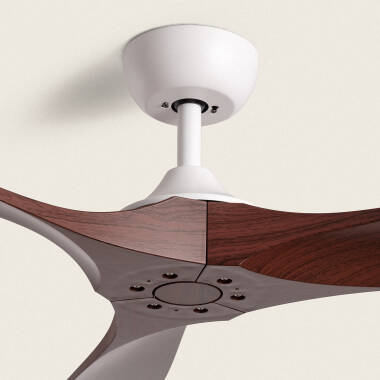 Imagem de Ventoinha de Teto Silenciosa Spetses Branca Madeira 132cm Motor DC para Exterior