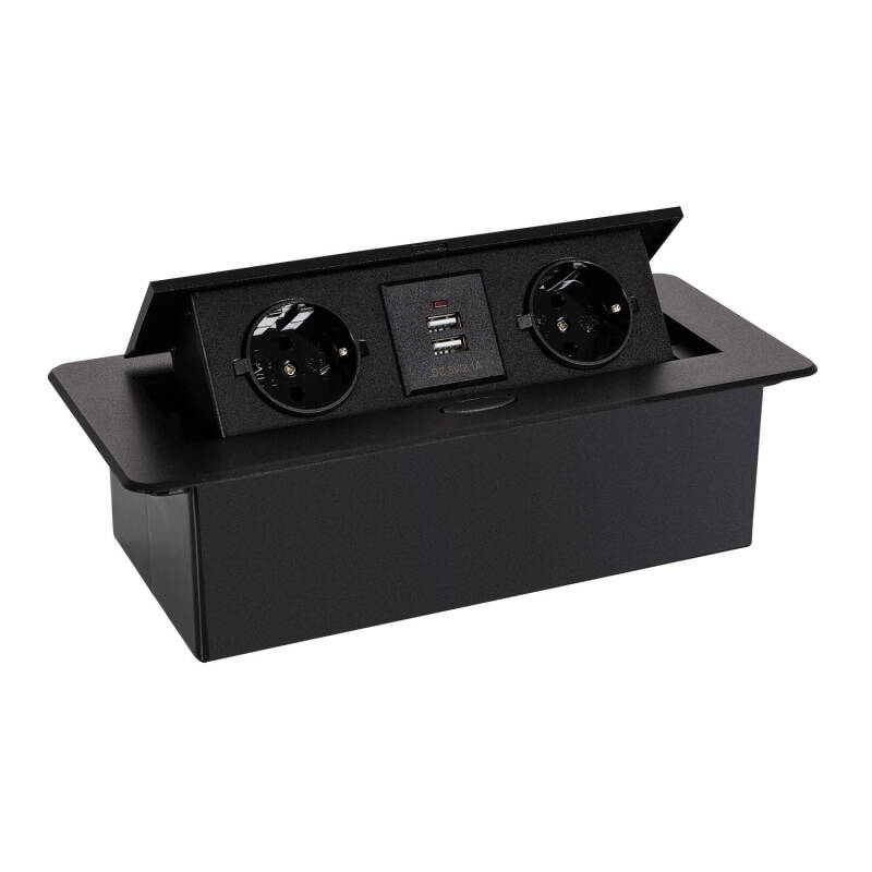Imagen de Base Múltiple Empotrable 2 Enchufes Tipo F + 2xUSB