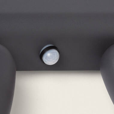 Imagen de Aplique de Pared Exterior LED 12W Aluminio Con Detector de Movimiento PIR Abel Large Dos Focos