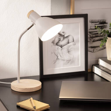 Imagen de Lámpara Flexo Escritorio Aluminio y Madera Luxo