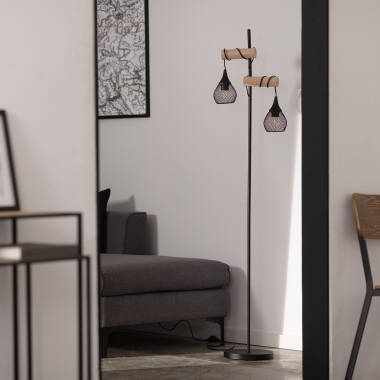 Imagen de Lámpara de Pie Aluminio y Madera Monah