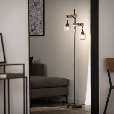 Imagen de Lámpara de Pie Aluminio y Madera Monah