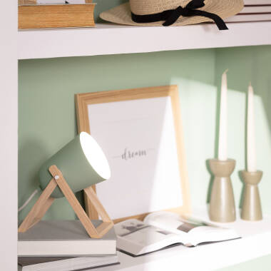 Imagen de Lámpara de Mesa de Metal y Madera Kiume
