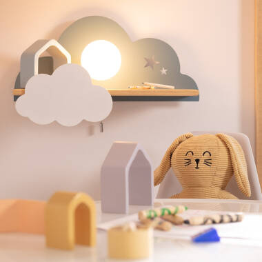 Imagen de Lámpara de Pared de Madera y Metal Infantil Mahina