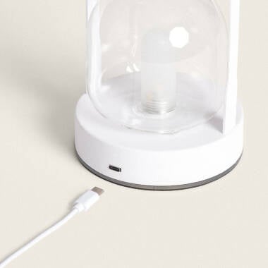 Imagen de Lámpara de Mesa LED Portátil con Batería USB Recargable Metal y Cristal Olena