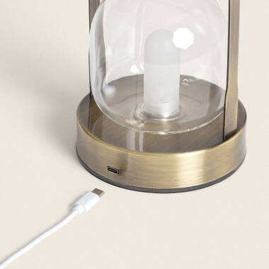 Imagen de Lámpara de Mesa LED Portátil con Batería USB Recargable Metal y Cristal Olena