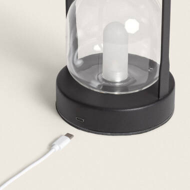 Imagen de Lámpara de Mesa LED Portátil con Batería USB Recargable Metal y Cristal Olena