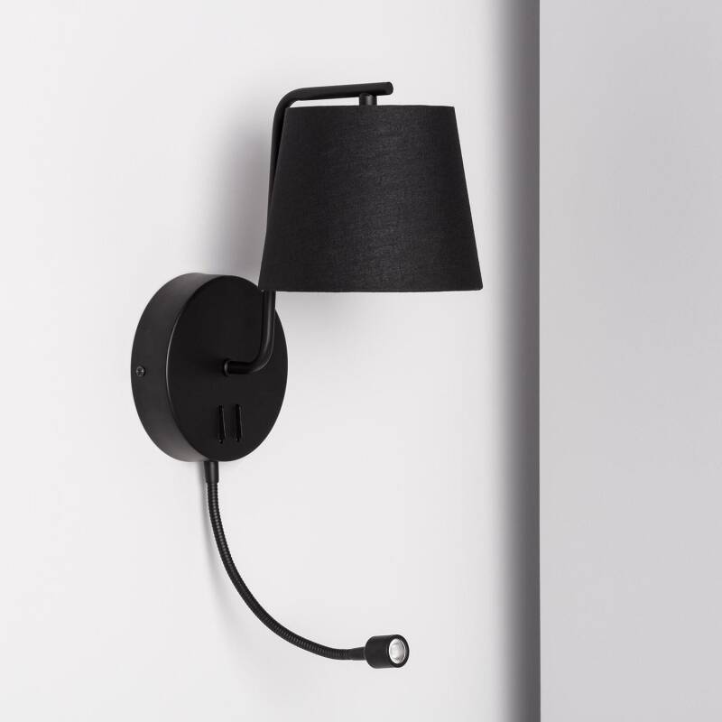 Imagen de Lámpara de Pared de Metal y Tela con Flexo LED de Lectura Kuomba