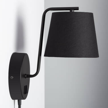 Imagen de Lámpara de Pared de Metal y Tela con Flexo LED de Lectura Kuomba