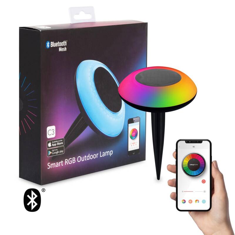 Imagem de Baliza LED Solar RGBW com Espeto para Smartphone Controlo Blueetooth 