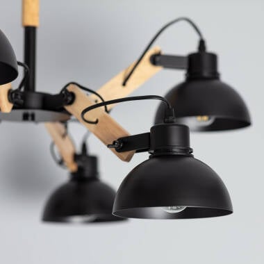 Imagem de Candeeiro Suspenso Metal e Madeira Rokuda