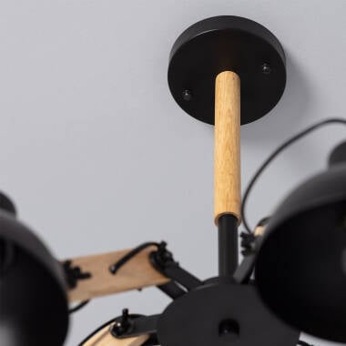 Imagem de Candeeiro Suspenso Metal e Madeira Rokuda