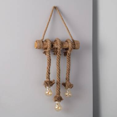 Imagem de Grinalda LED Suspensa Corda e Madeira Kamba 3 Focos